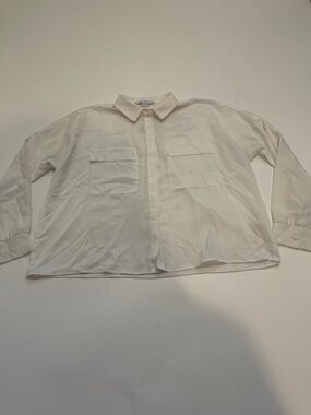 Achro White Women's Relaxed Button-Down Shirt with Chest Pockets